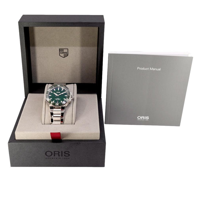 Oris 01 733 7732 4157-07 8 21 05PEB Aquis Grünes Zifferblatt Uhr