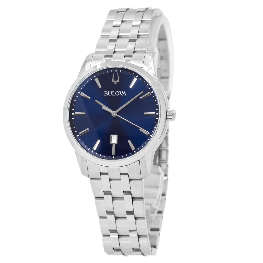 Bulova Men s 96B338 Sutton Silver Tone Blue Dial Watch