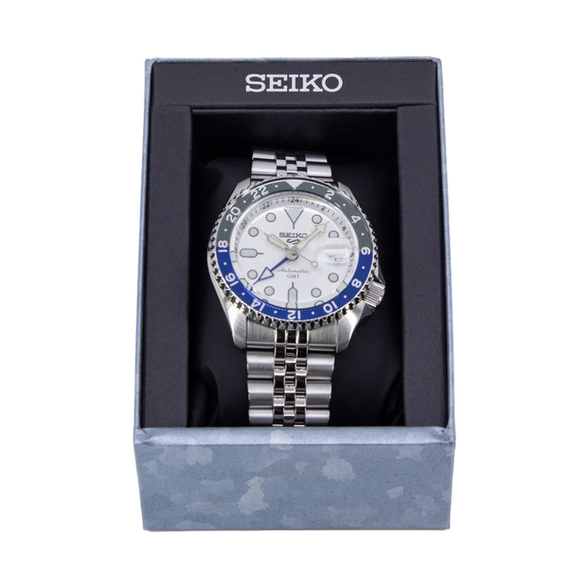 Seiko Men's SSK033K1 5 Sports White Dial Automatic GMT