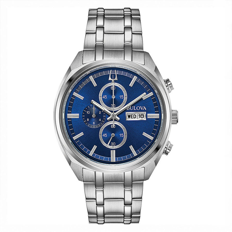 Bulova Men's 96C136 Classic Chronograph Blue Dial Watch