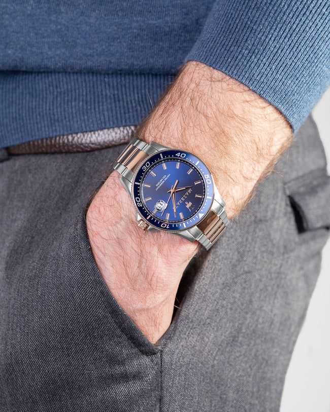 R8853140003-Maserati Men's R8853140003 SFIDA Blue Dial  PVD Watch