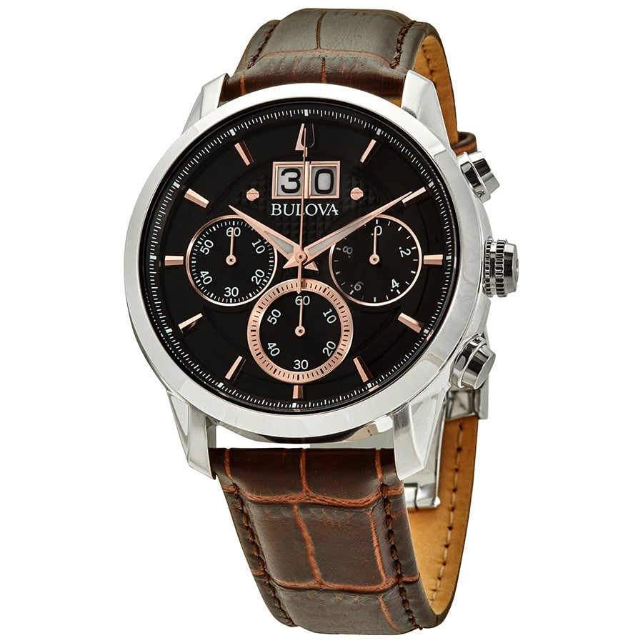 Bulova Men\'s 96B311 Sutton Chronograph Black Dial Watch