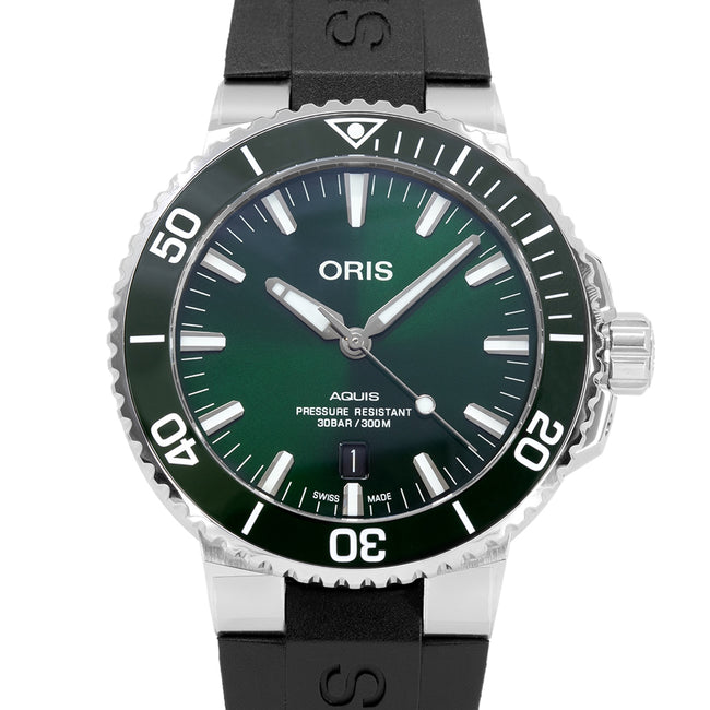 01 733 7730 4157-07 4 24 64EB-Oris 01 733 7730 4157-07 4 24 64EB Aquis Green Dial  Auto