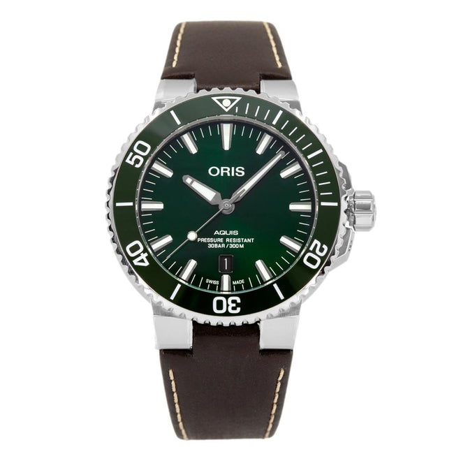 Oris 01 733 7732 4157-07 5 21 10FC Aquis Green Dial Watch