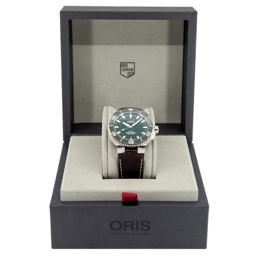 Oris 01 733 7732 4157-07 5 21 10FC Aquis Green Dial Watch