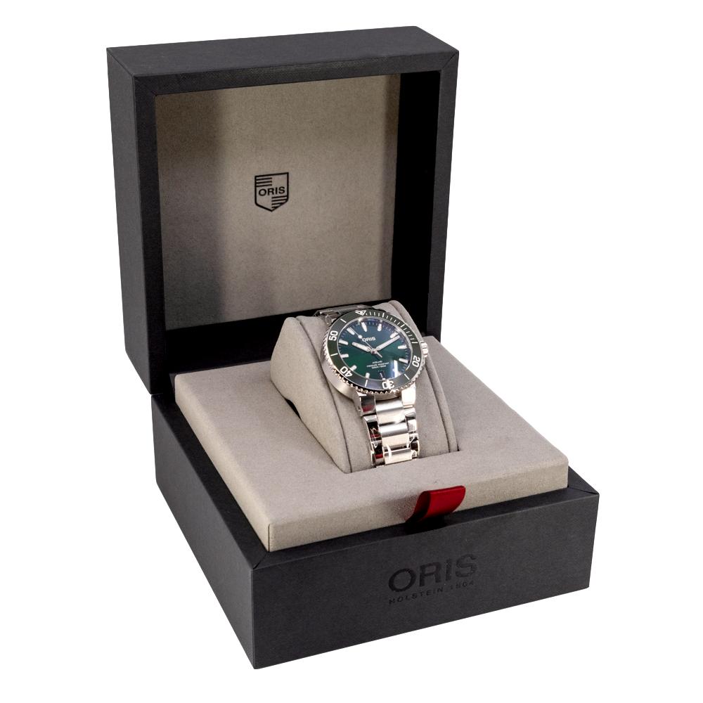 Oris 01 733 7732 4157-07 8 21 05PEB Aquis Grünes Zifferblatt Uhr