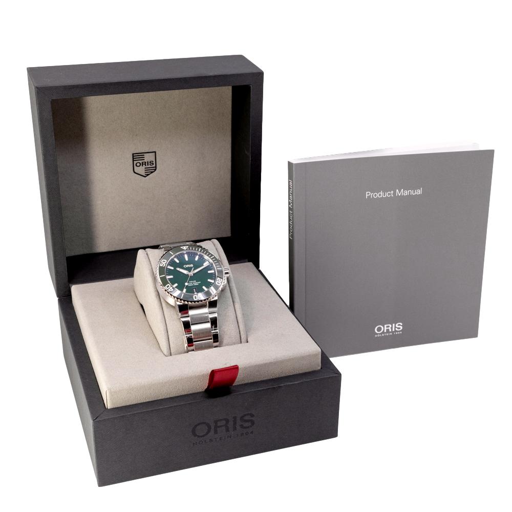 Oris 01 733 7732 4157-07 8 21 05PEB Aquis Grünes Zifferblatt Uhr