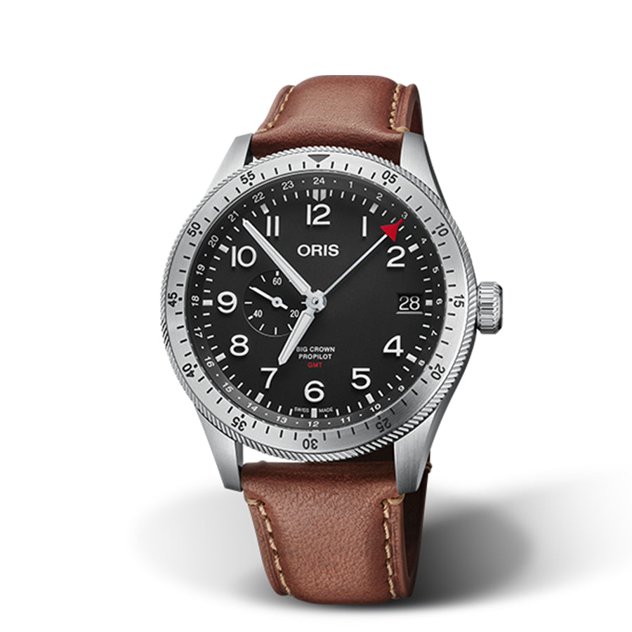 Oris 01748 7756 4064-07 5 22 07LC große Krone schwarzes Zifferblatt Uhr