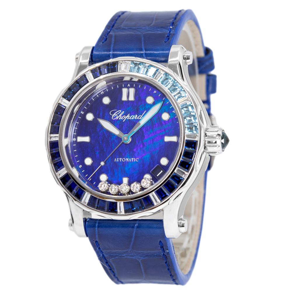 あぽ Chopard 274945-1001 Happy Ocean Diamonds White Gold Watch