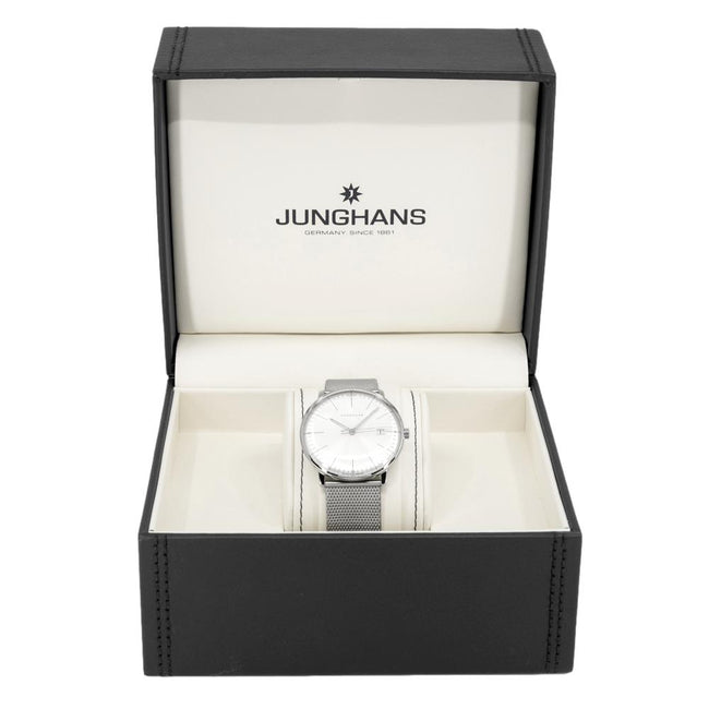 Junghans 41/4463.48 Max Bill Silbernes Zifferblatt Quarzuhr