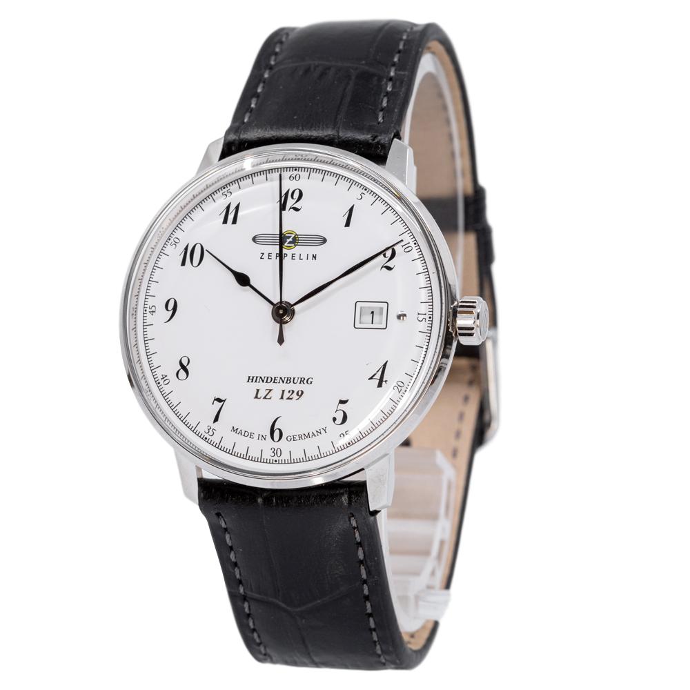 Zeppelin Herrenuhr 7046-1 Hindenburg weißes Zifferblatt