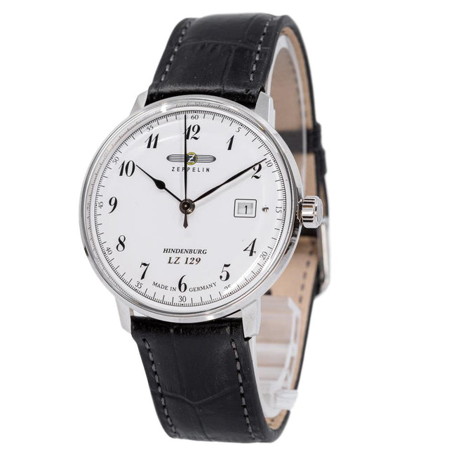 Zeppelin Herrenuhr 7046-1 Hindenburg weißes Zifferblatt