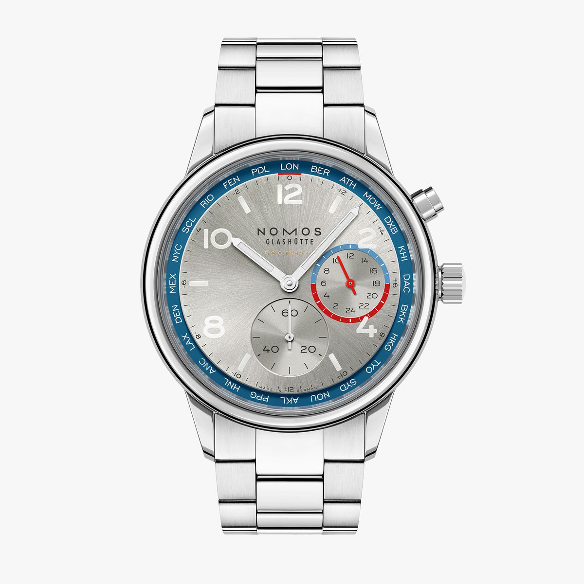 Nomos Men's 791 Club Sport Neomatik Worldtimer silver