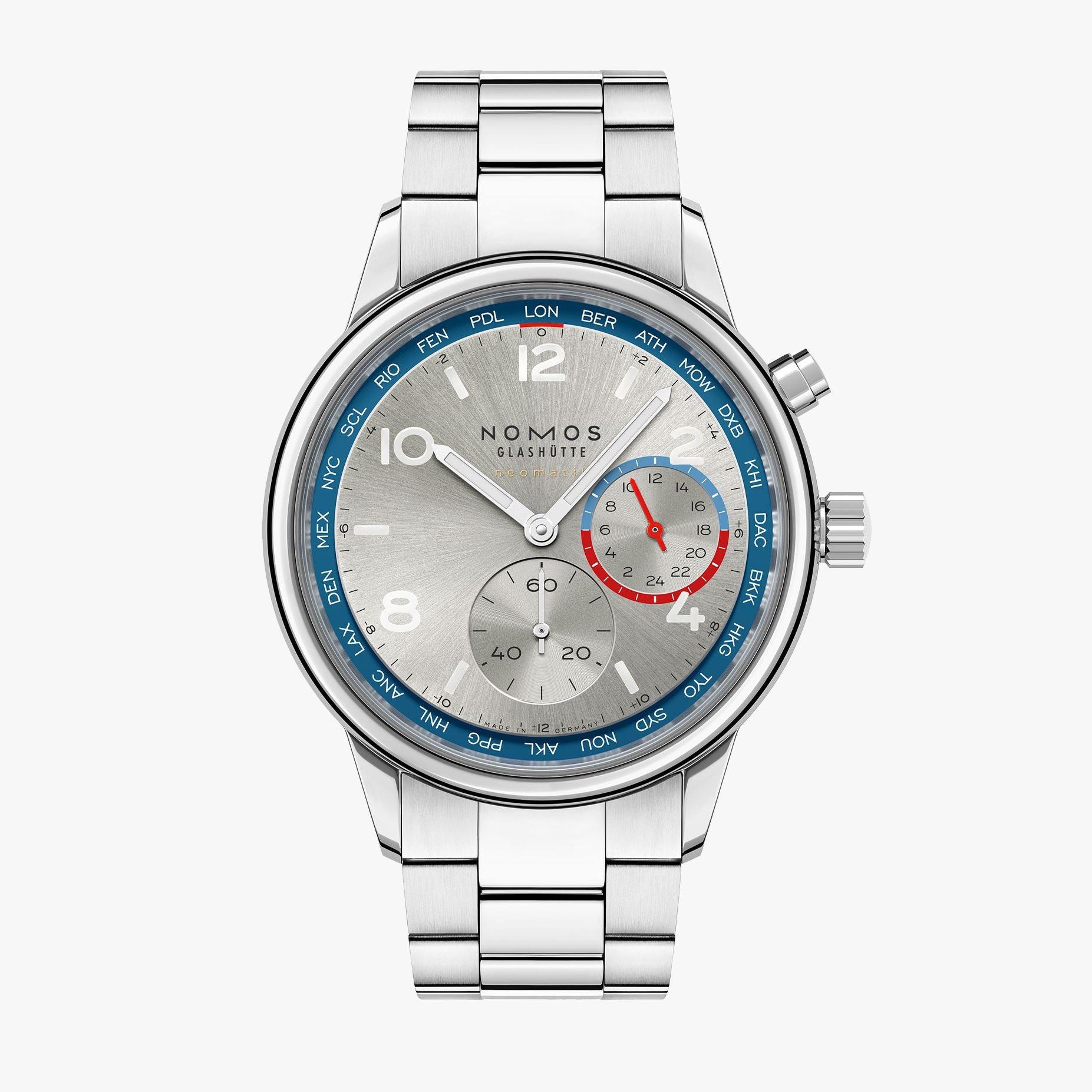 Nomos Men's 791 Club Sport Neomatik Worldtimer silver