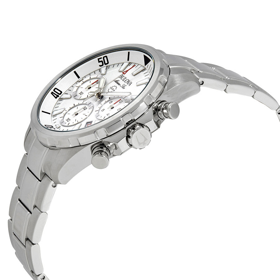 Bulova Herrenuhr 96B255 Chrono MS Weißes Zifferblatt