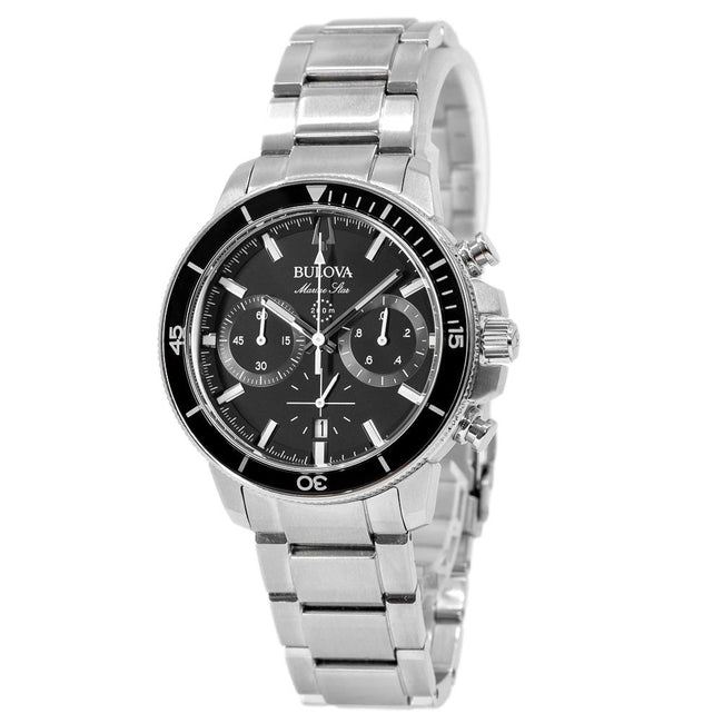 Bulova Men's 96B272 Marine Star Chrono Black Dial Watch