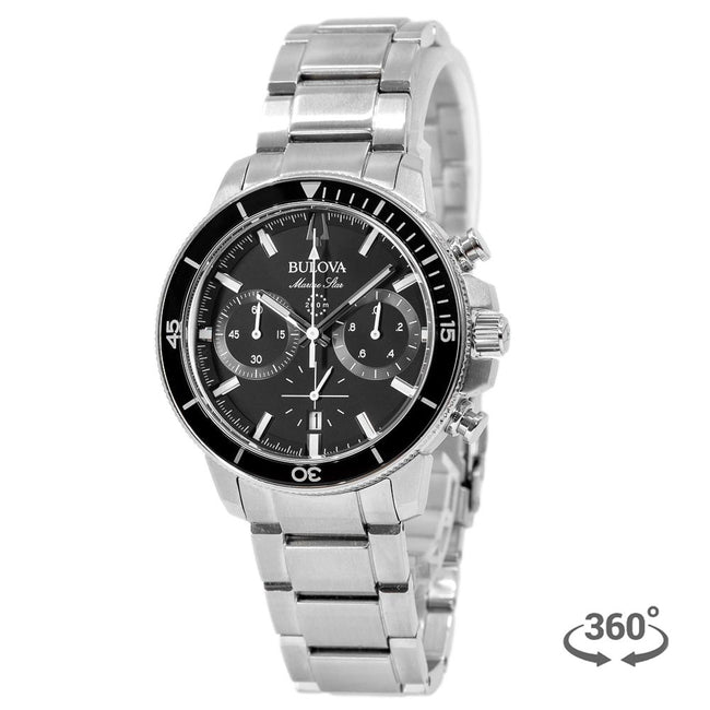 Bulova Men's 96B272 Marine Star Chrono Black Dial Watch