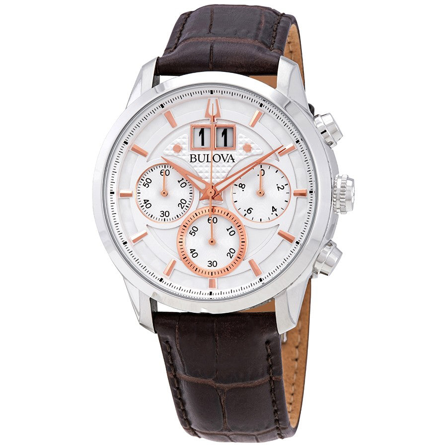Bulova Herrenuhr 96B309 Chronograph weißes Zifferblatt