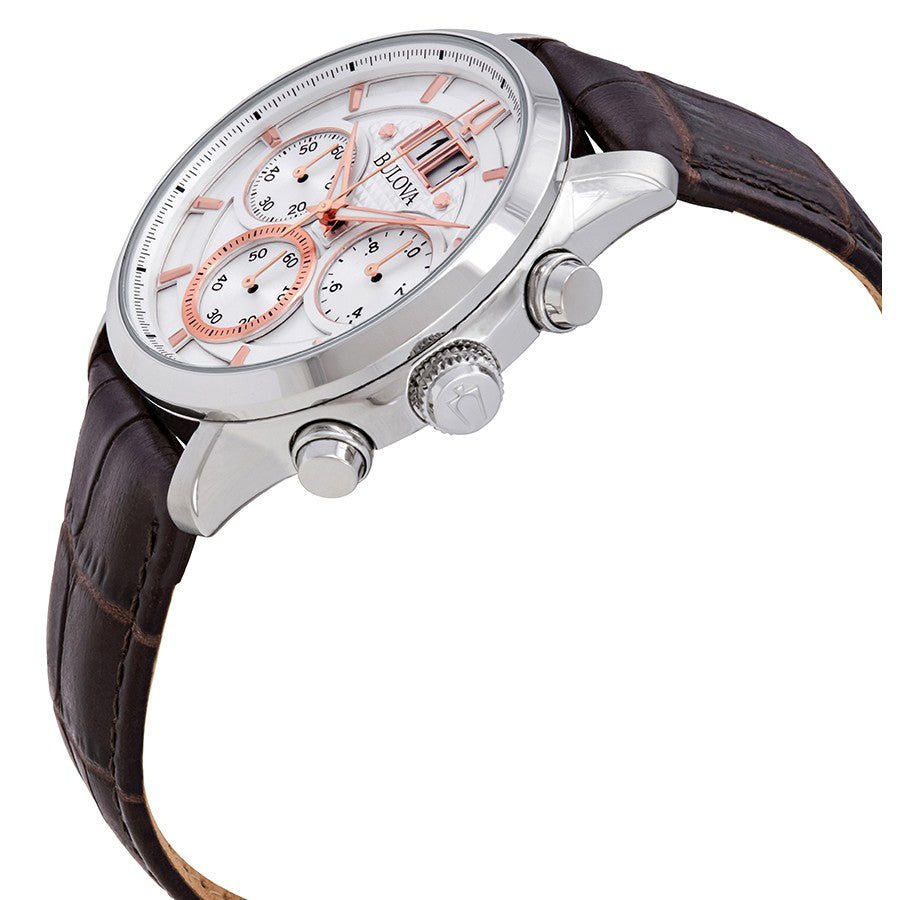 Bulova Herrenuhr 96B309 Chronograph weißes Zifferblatt