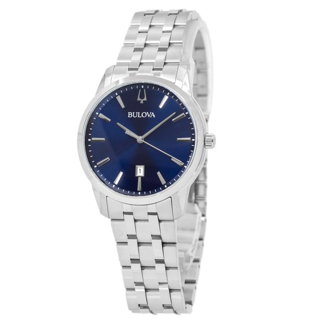 Bulova Men's 96B338 Sutton Silver-Tone Blue Dial Watch