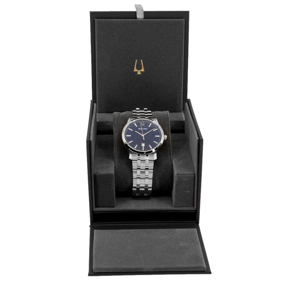 Bulova Herrenuhr 96B338 Sutton Silber-Ton blaues Zifferblatt