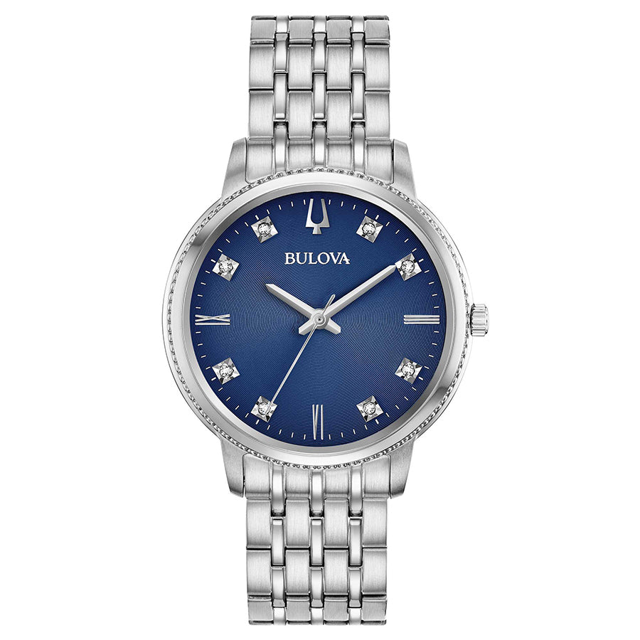 Bulova Ladies 96P206 Diamonds Blue Dial Watch