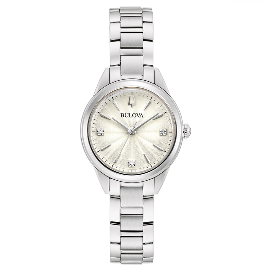 Bulova Ladies 96P219 Diamond Accent Silver Dial Watch
