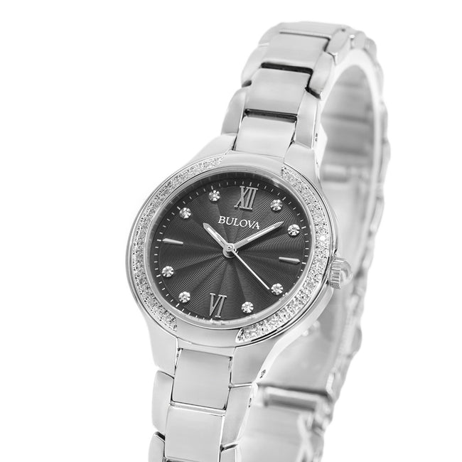 Bulova Damen 96R207 Schwarz Diamanten Zifferblatt Uhr