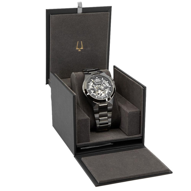 Bulova Herren 98A179 Maquina Gunmetal Skelett Uhr