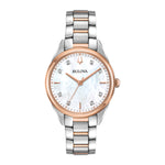 Bulova Damen 98P183 Weiß MOP Zifferblatt mit Diamanten Uhr