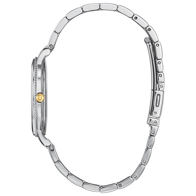 Bulova Damen 98P189 Weißes Zifferblatt mit Diamanten Uhr