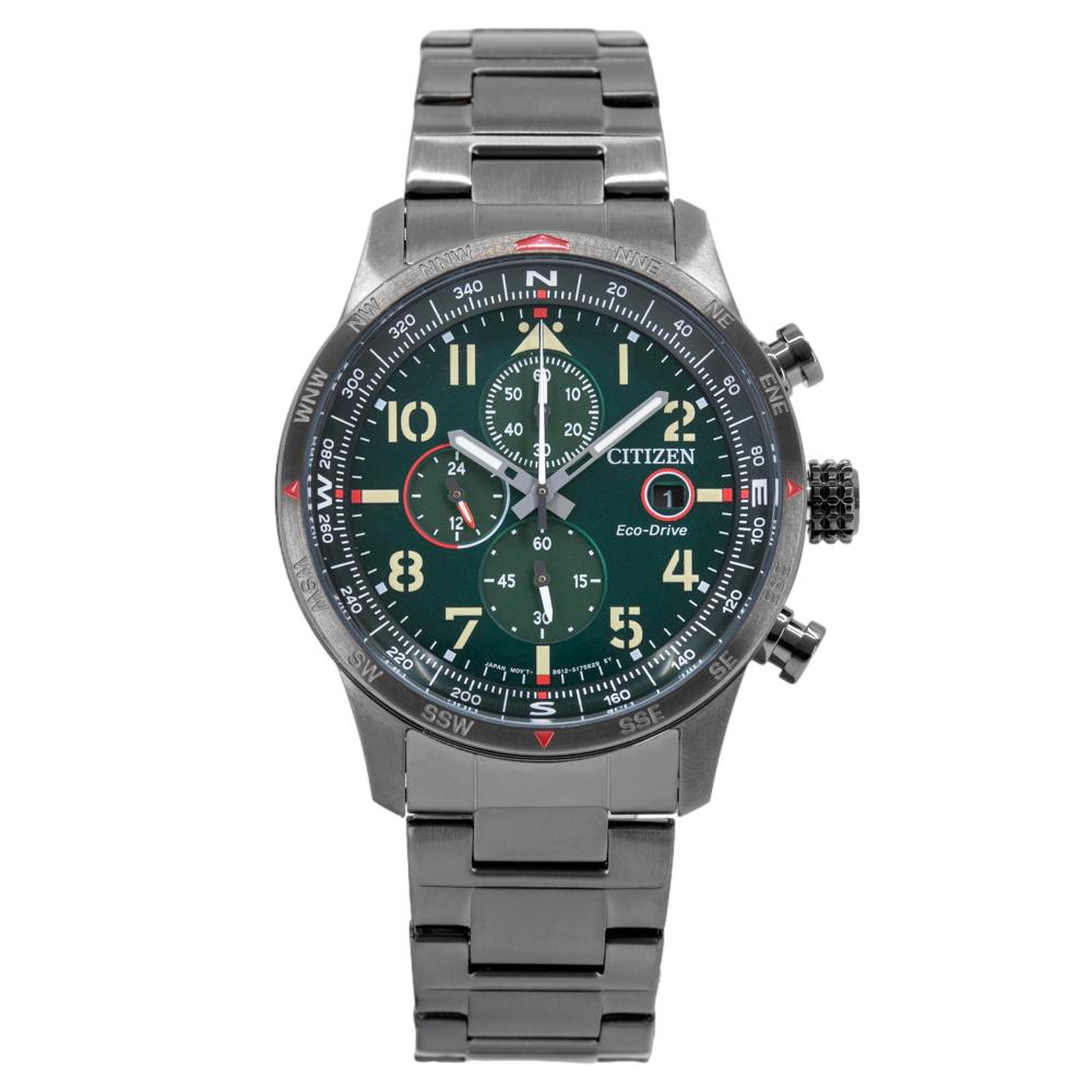 Citizen Men's CA0797-84X Aviator Chrono Green Dial Watch