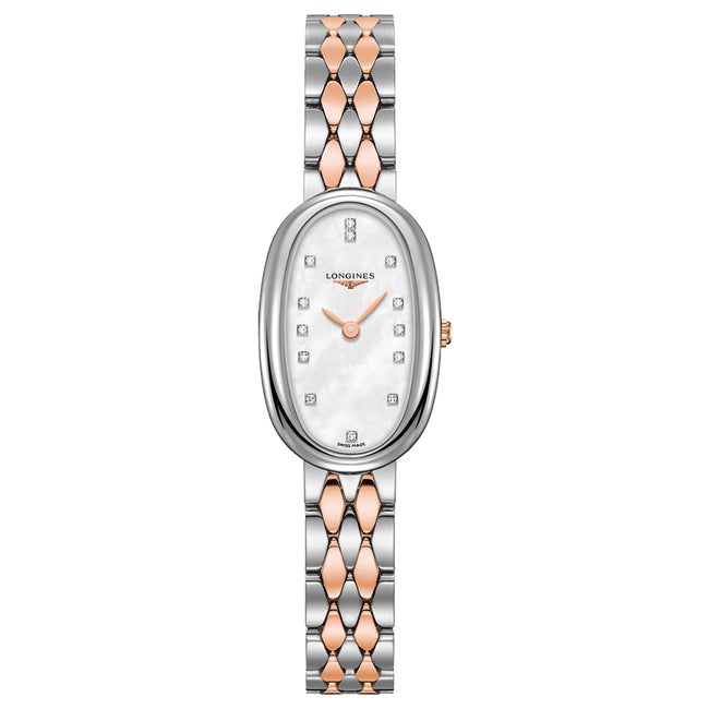 Longines Damen L2.305.5.87.7 Zweifarbige Uhr mit weißem Zifferblatt