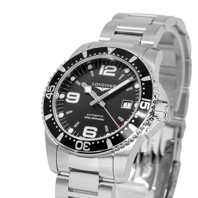 Longines Men's L3.742.4.56.6 HydroConquest Black Dial Watch