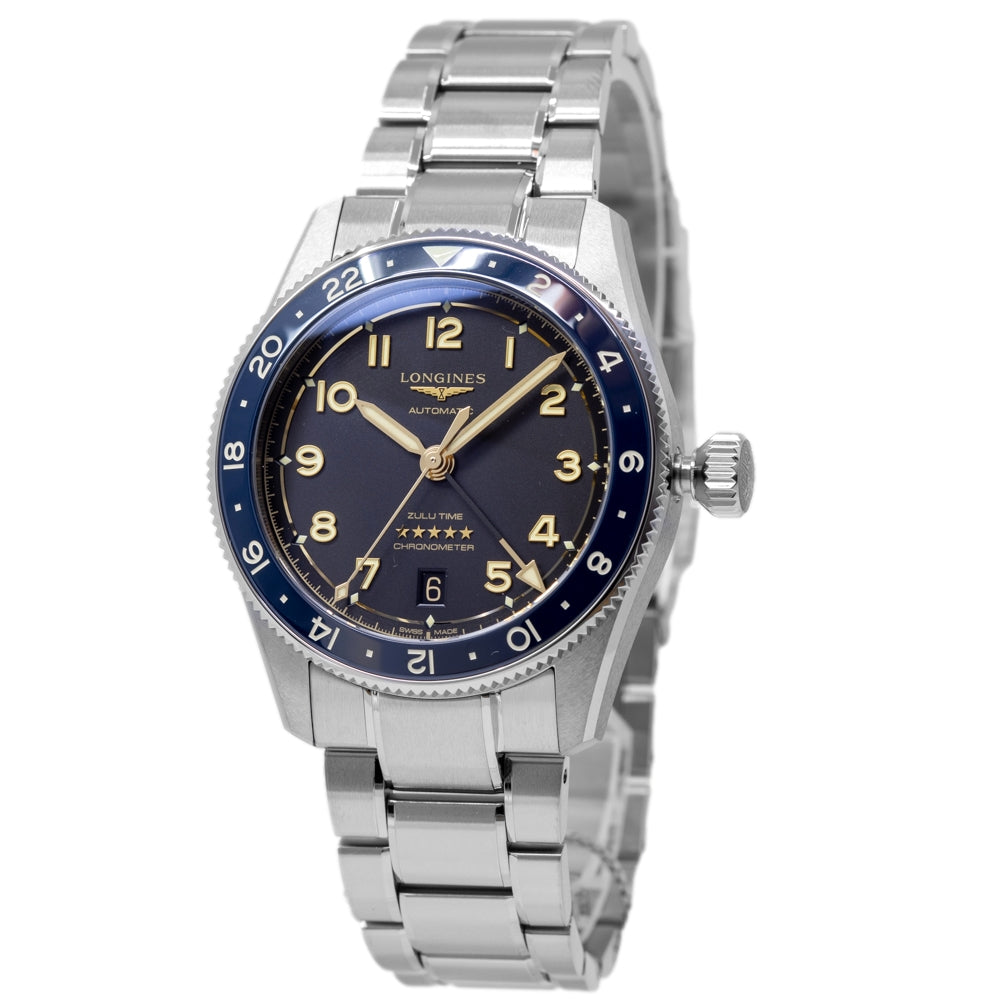 Longines Men's L3.802.4.60.6 Spirit Zulu Time 39mm Auto GMT
