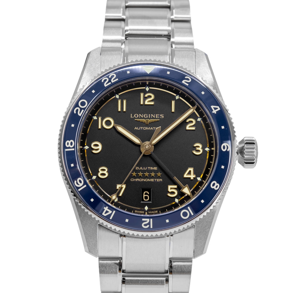 Longines Men's L3.802.4.60.6 Spirit Zulu Time 39mm Auto GMT