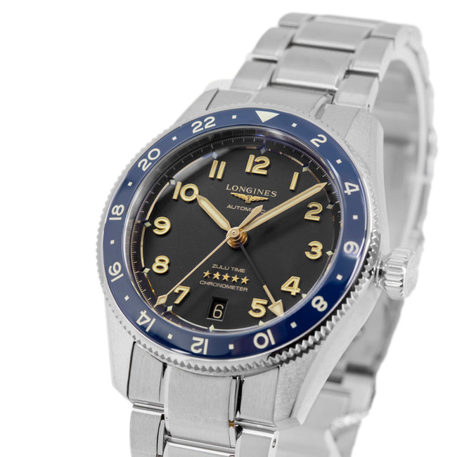 Longines Men's L3.802.4.60.6 Spirit Zulu Time 39mm Auto GMT