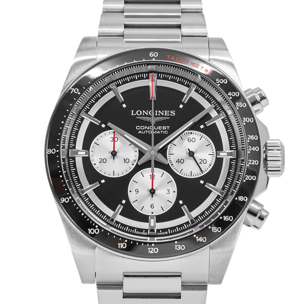 Longines Men's L3.835.4.52.6 Conquest Black Dial Chronograph