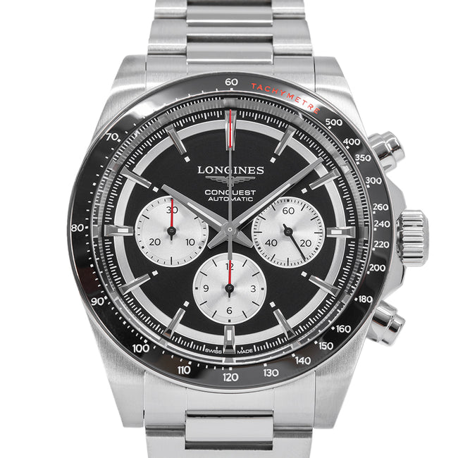 Longines Men's L3.835.4.52.6 Conquest Black Dial Chronograph