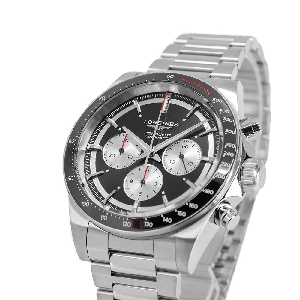 Longines Men's L3.835.4.52.6 Conquest Black Dial Chronograph