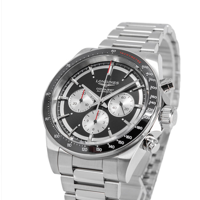 Longines Men's L3.835.4.52.6 Conquest Black Dial Chronograph