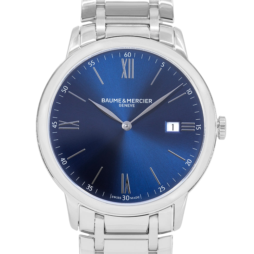 Baume & Mercier Herrenuhr 10382 Clifton Blaues Zifferblatt
