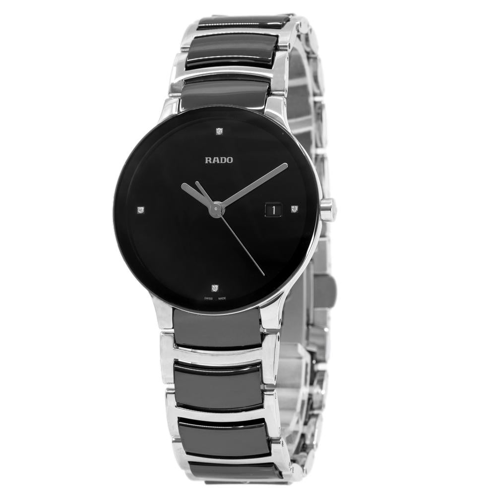 Rado Ladies R30191712 Centrix Black Dial Ceramic Watch