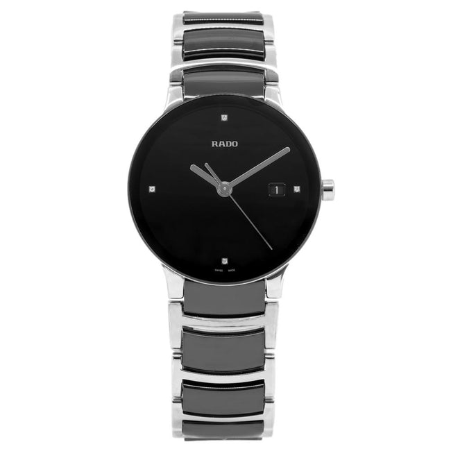 Rado Ladies R30191712 Centrix Black Dial Ceramic Watch