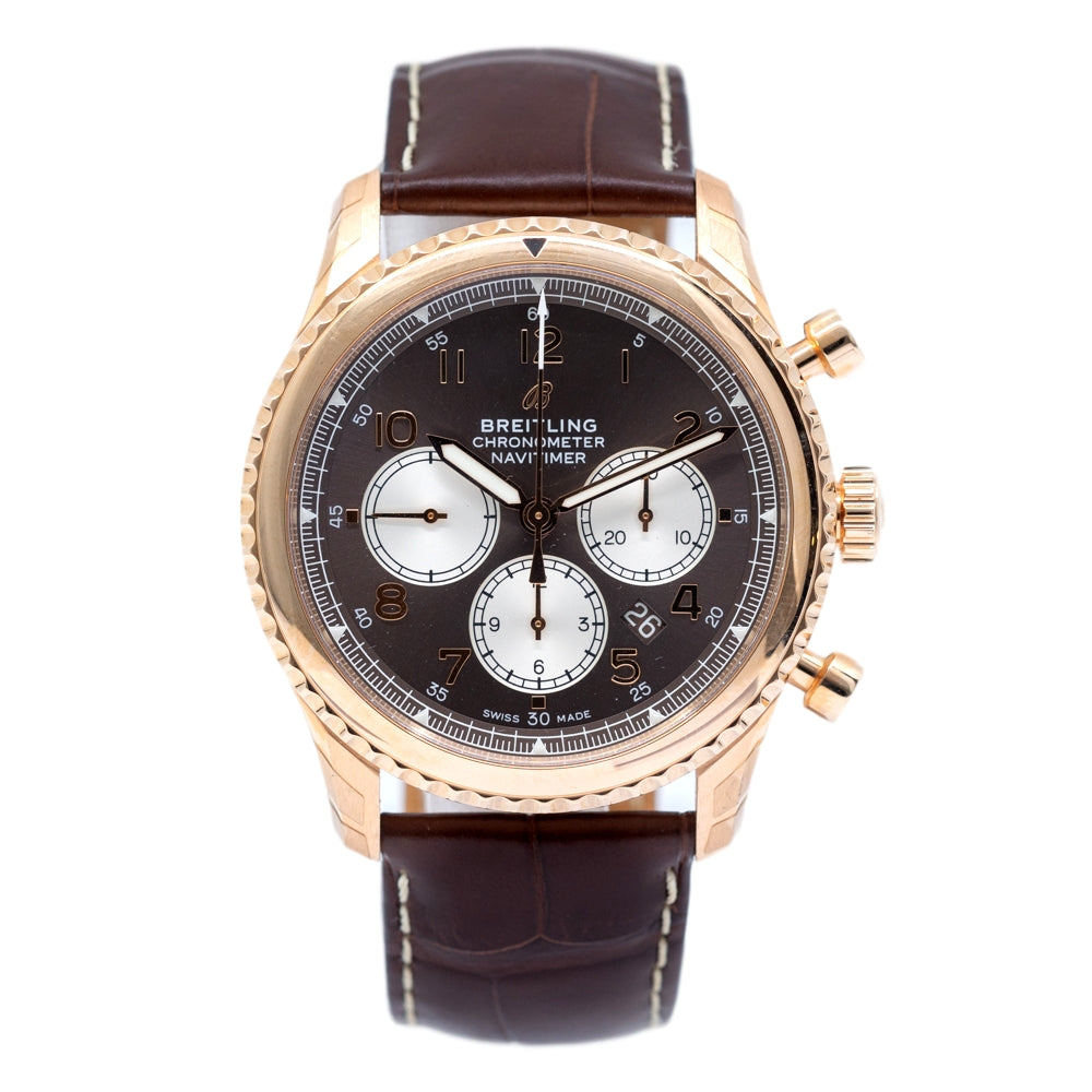 Breitling RB0117131Q1P1 Aviatior Chronograph Red Gold Watch