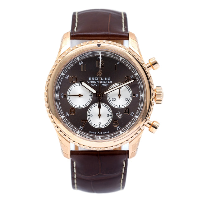 Breitling RB0117131Q1P1 Aviatior Chronograph Red Gold Watch