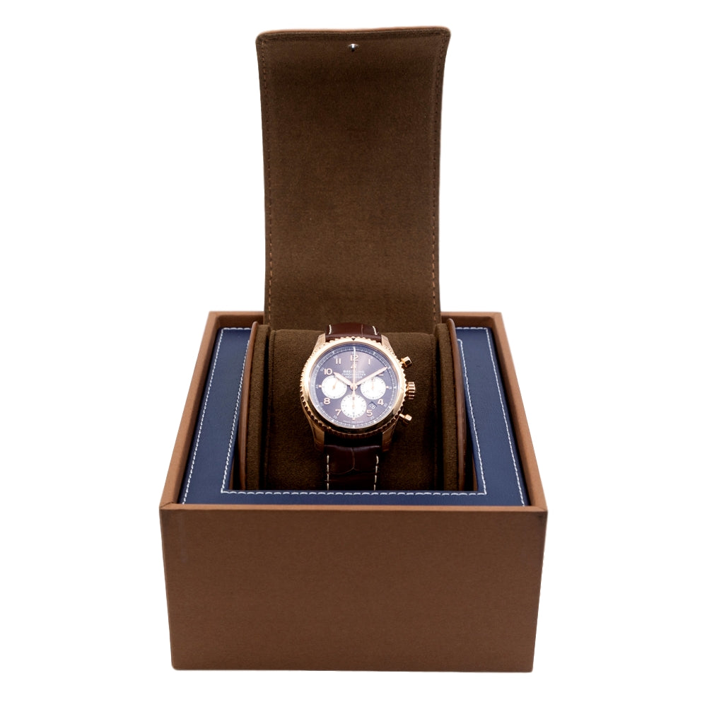 Breitling RB0117131Q1P1 Aviatior Chronograph Red Gold Watch