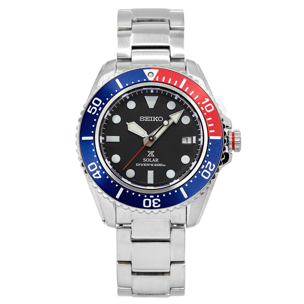 Seiko Men's SNE591P1 Prospex Black Dial Solar 200m Watch