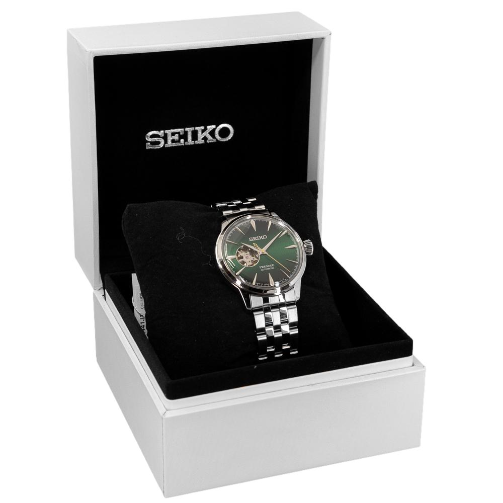 Seiko Men's SSA441J1 Presage Open Heart Green Dial Auto