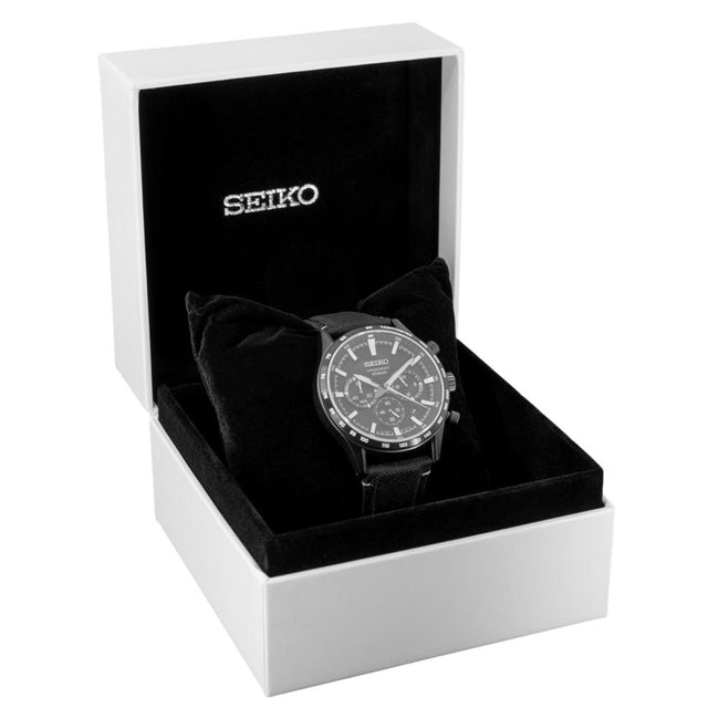 Seiko Men's SSB417P1 Sport Chronograph Black Dial Watch